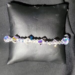 Sterling Silver Iridescent Aurora Borealis Beaded Bracelet